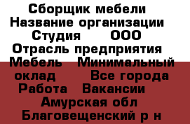 Сборщик мебели › Название организации ­ Студия 71 , ООО › Отрасль предприятия ­ Мебель › Минимальный оклад ­ 1 - Все города Работа » Вакансии   . Амурская обл.,Благовещенский р-н